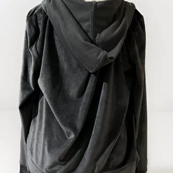 Charter Club Velour Zip-Up Hoodie Black Size M Soft Sift And Beautiful - Picture 5 of 8